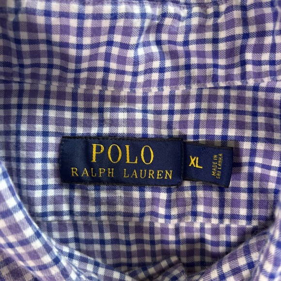 Polo Ralph Lauren Poplin Shirt Mens XL Purple Blue Round Hem Cotton Button Up - Picture 3 of 14